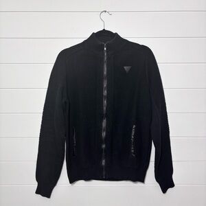 GUESS Men Chet Mock Neck‎ Sweater In Black Size L